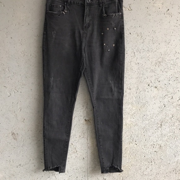 ♦️Sz7 StreetWear Society Black | Skinny High Rise Jeans - Picture 4 of 14